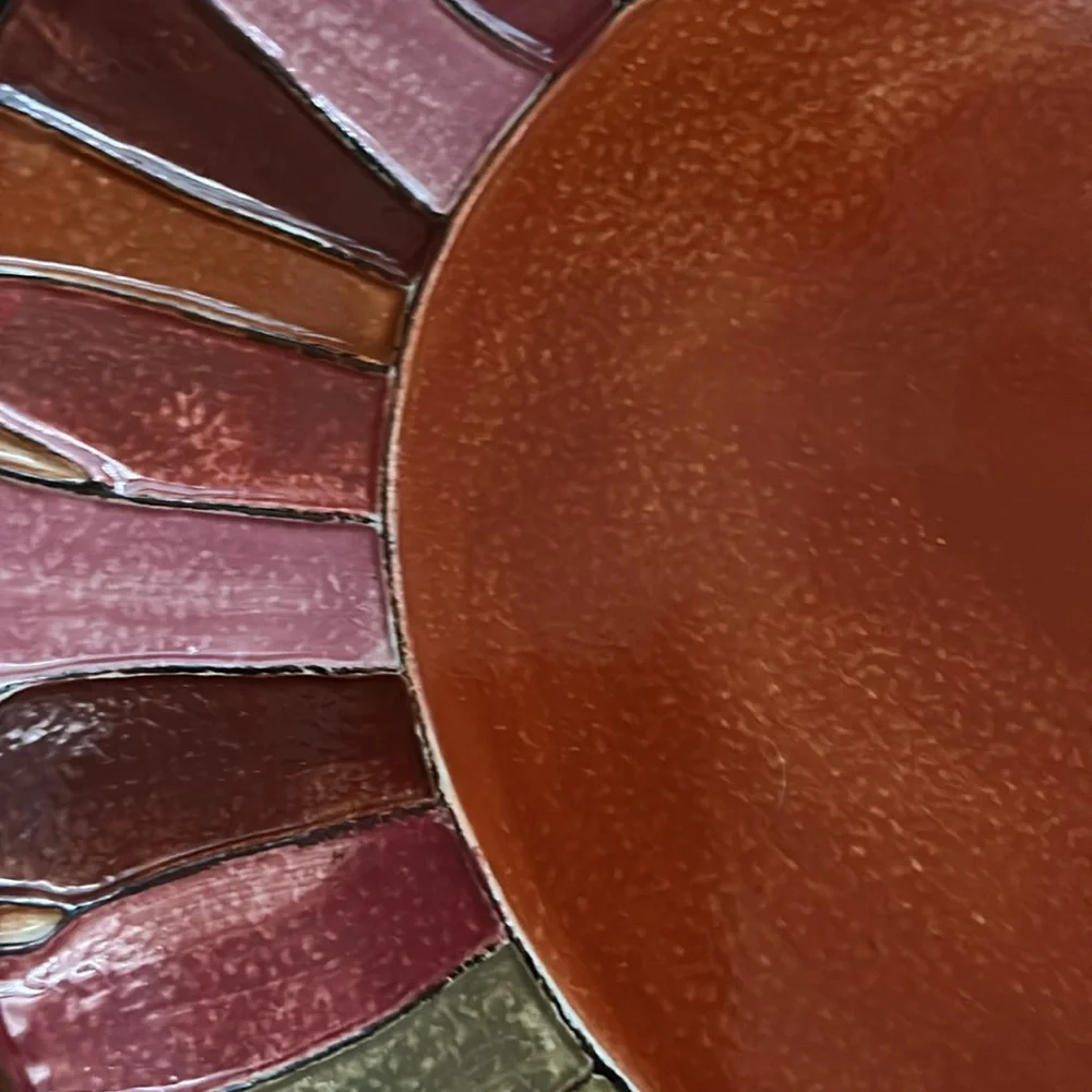 Pier 1 Imports Wavy Stripe Oval Serving Platter Handpainted‎ Stoneware 16